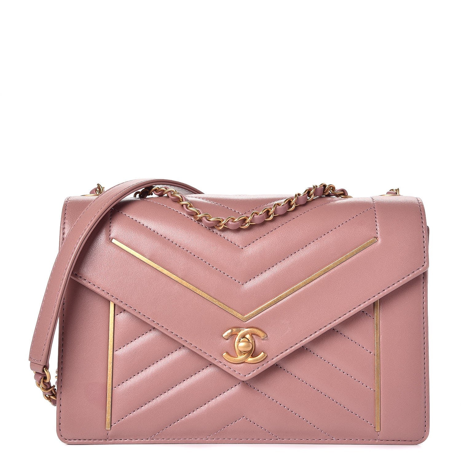 Chanel Lambskin Chevron Quilted Flap Beige 1 of 15