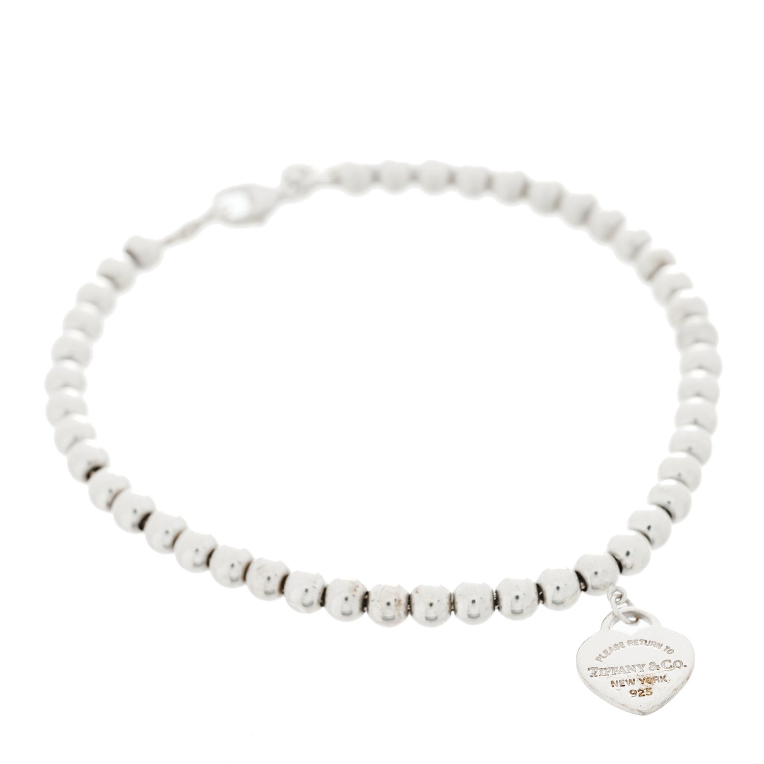 Tiffany Sterling Silver Enamel 4mm Return to Tiffany Heart Tag Bead Bracelet Pink 2 of 7