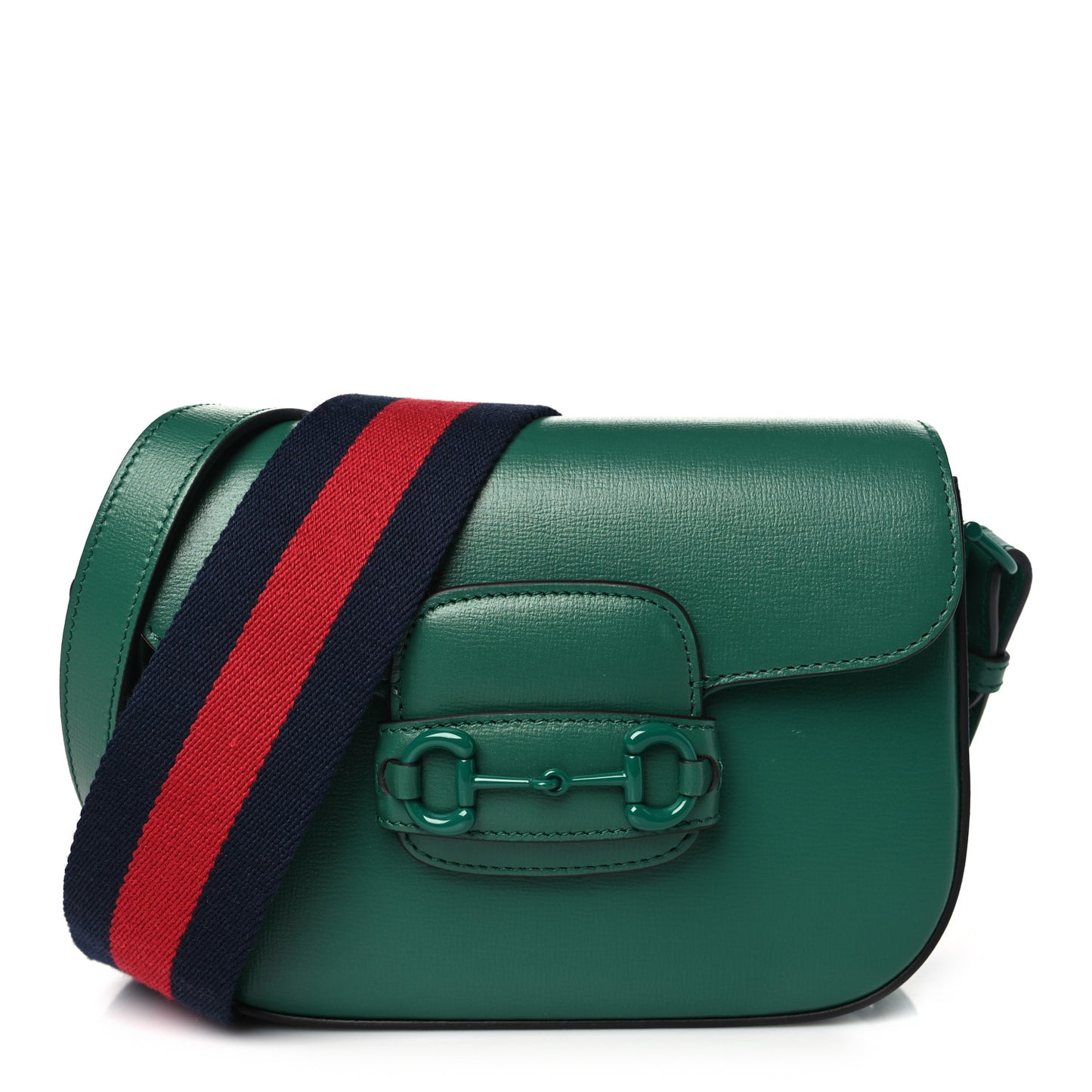 Azalea Calfskin Web Monochrome Horsebit 1955 Shoulder Bag Emerald