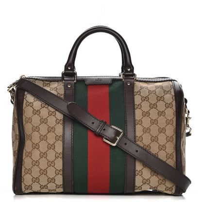 Gucci Monogram Vintage Web Medium Boston Dark Brown 1 of 15