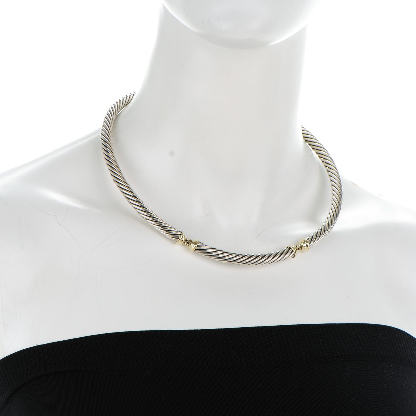 Sterling Silver 14K Yellow Gold 7mm Metro Cable Classics Necklace