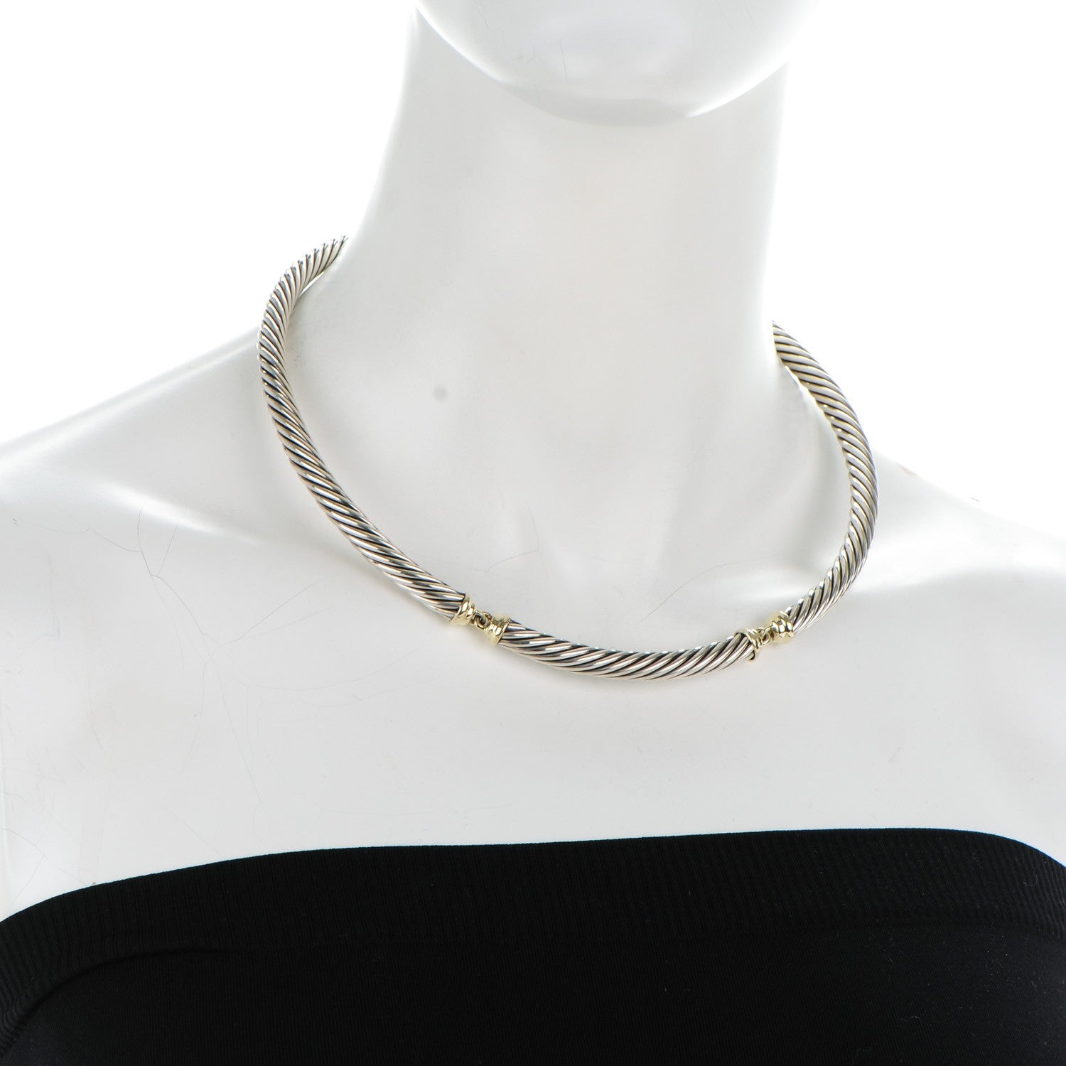 David Yurman Sterling Silver 14K Yellow Gold 7mm Metro Cable Classics Necklace 2 of 4