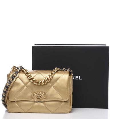 Chanel Metallic Goatskin Quilted Medium 19 Flap Gold 10 of 10