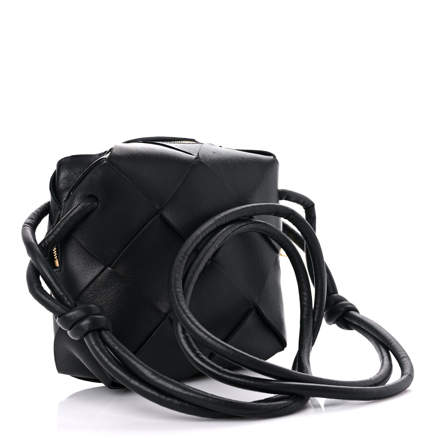Lambskin Maxi Intrecciato Mini Cassette Camera Bag Black
