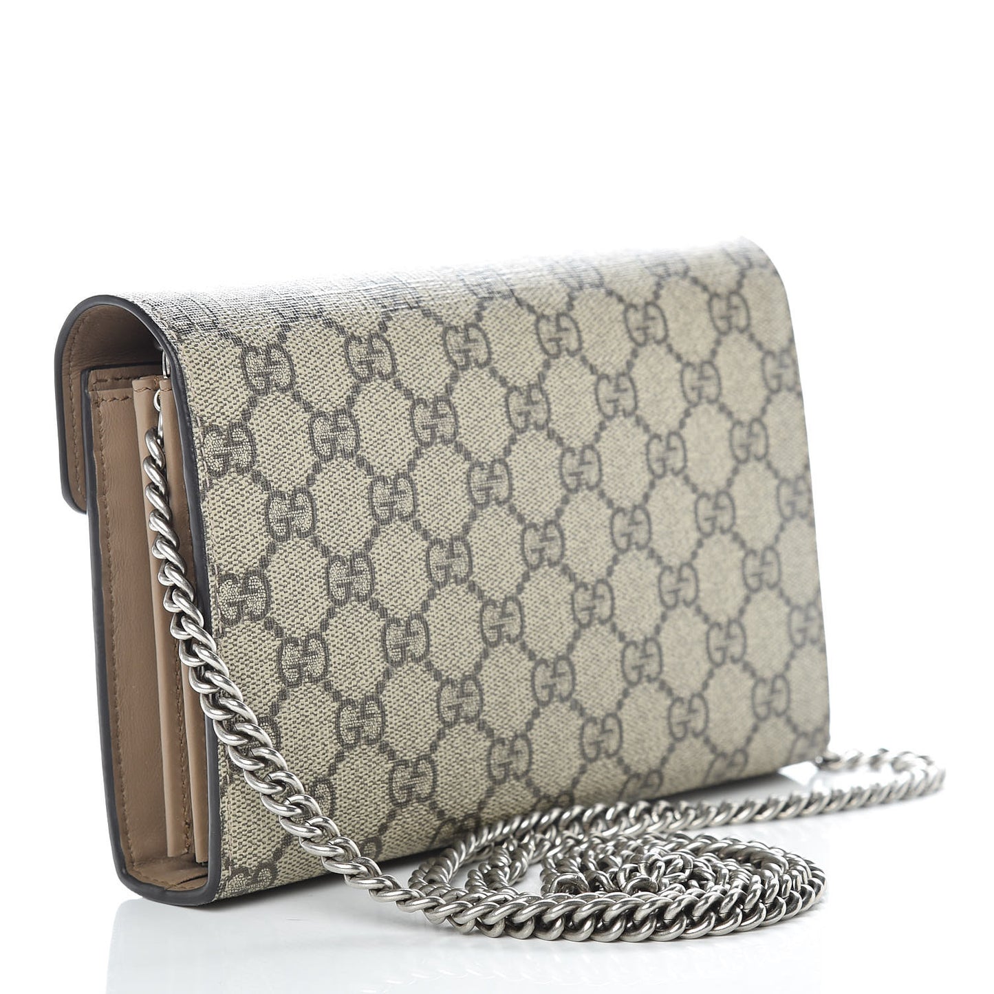 GG Supreme Monogram Mini Dionysus Chain Wallet Beige Taupe