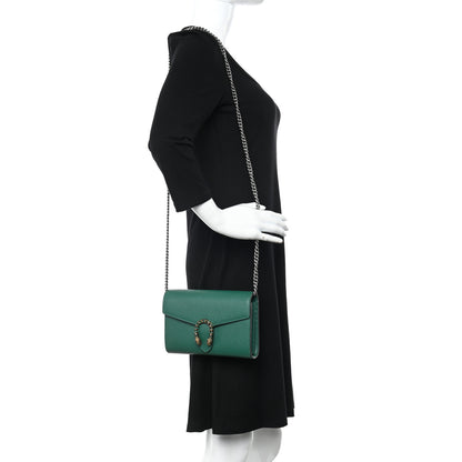 Gucci Calfskin Mini Dionysus Chain Wallet Emerald 2 of 11