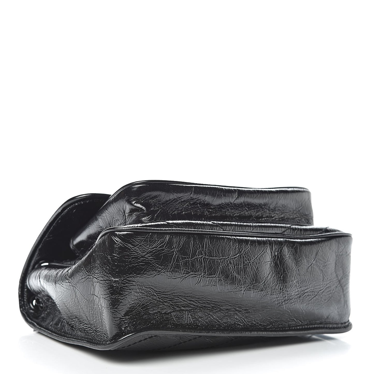 Crinkled Calfskin Matelasse Monogram Medium Niki Chain Satchel Black