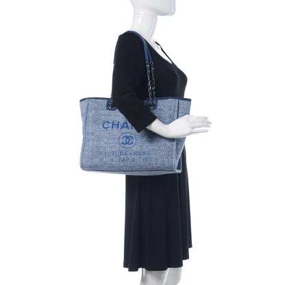 Chanel Woven Straw Raffia Small Deauville Tote Blue 2 of 8