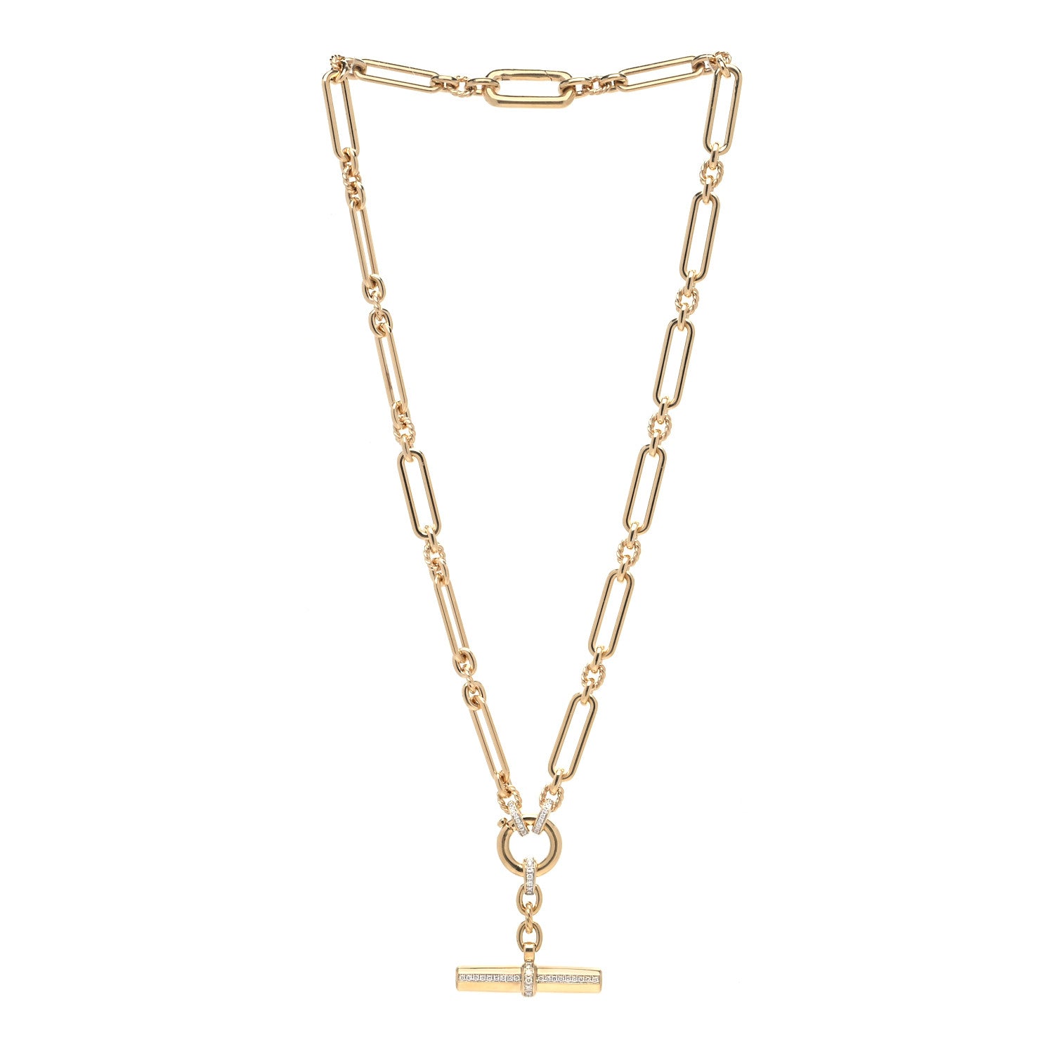 David Yurman 18K Yellow Gold Diamond Lexington Chain Toggle Necklace 3 of 7