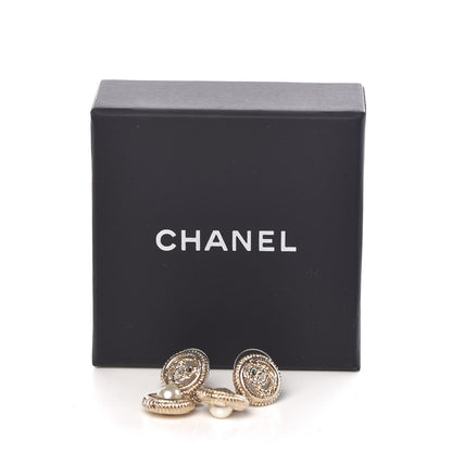 Chanel Pearl CC Drop Earrings Gold Pearly White 6 of 6