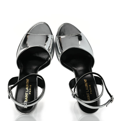Saint Laurent Metallic Patent Sexy 95 Tanouk Platform Sandals 37 Argento 6 of 13