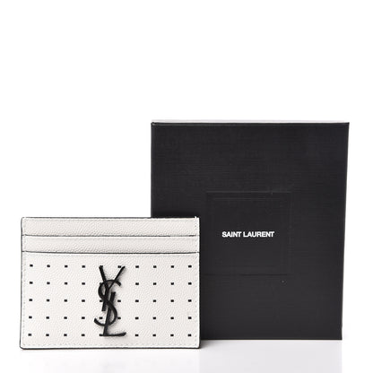 Saint Laurent Grain De Poudre Matelasse Dotted Squares Card Case White 9 of 9