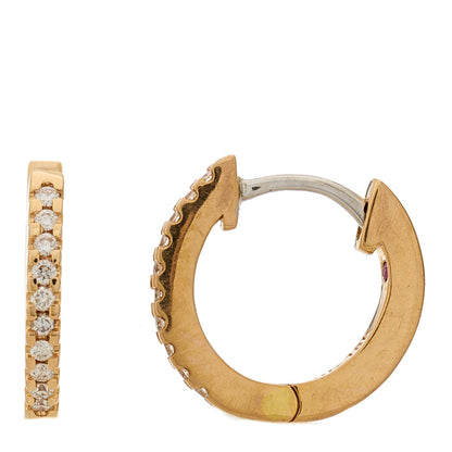 Roberto Coin 18K Rose Gold Diamond Extra Small Hoop Earrings 1 of 4