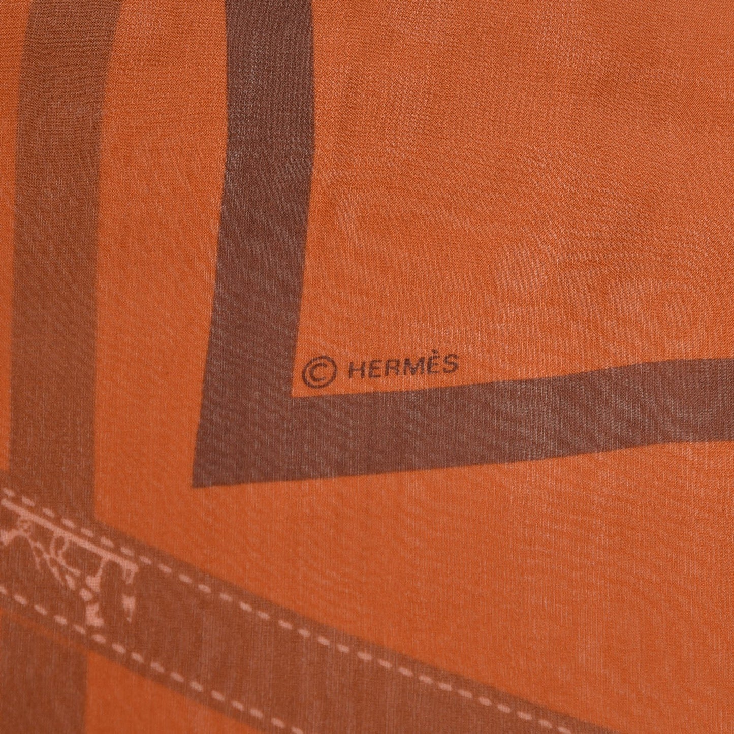 Silk Mousseline Bolduc Shawl 140 Orange