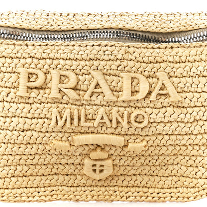 Prada Yarn Raffia Effect Crochet Belt Bag Naturale 7 of 9