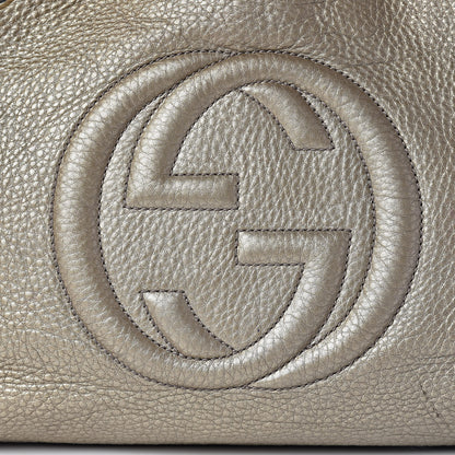 Gucci Metallic Pebbled Calfskin Medium Soho Chain Shoulder Bag Golden Beige 25 of 25