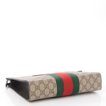 Gucci GG Supreme Monogram Selleria Calfskin Web New Web Cosmetic Case Beige Ebony Cocoa 4 of 7