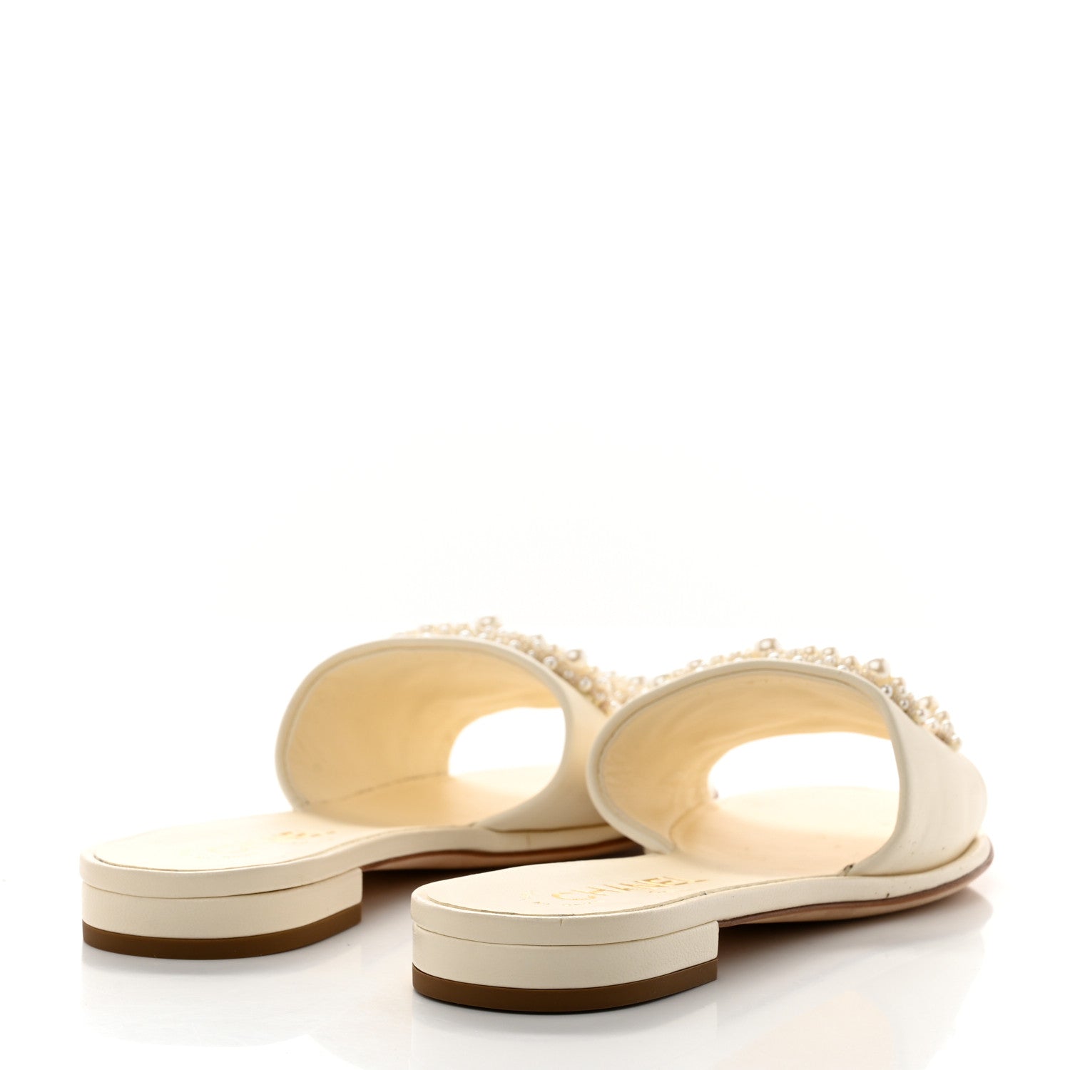 Chanel Calfskin Pearl CC Mules 37 Ivory 4 of 9