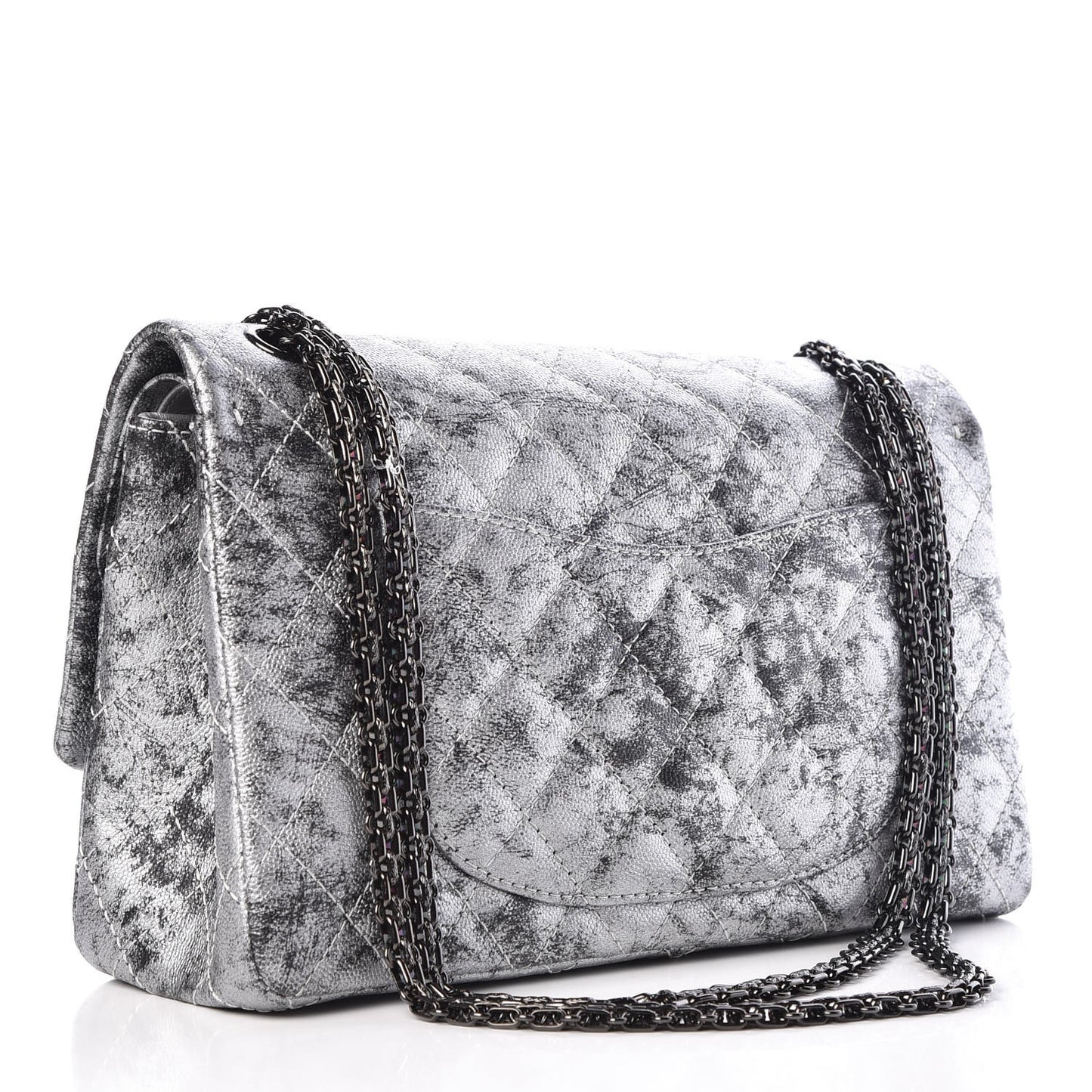 Metallic Caviar Quilted 2.55 Reissue 226 Flap Silver Black