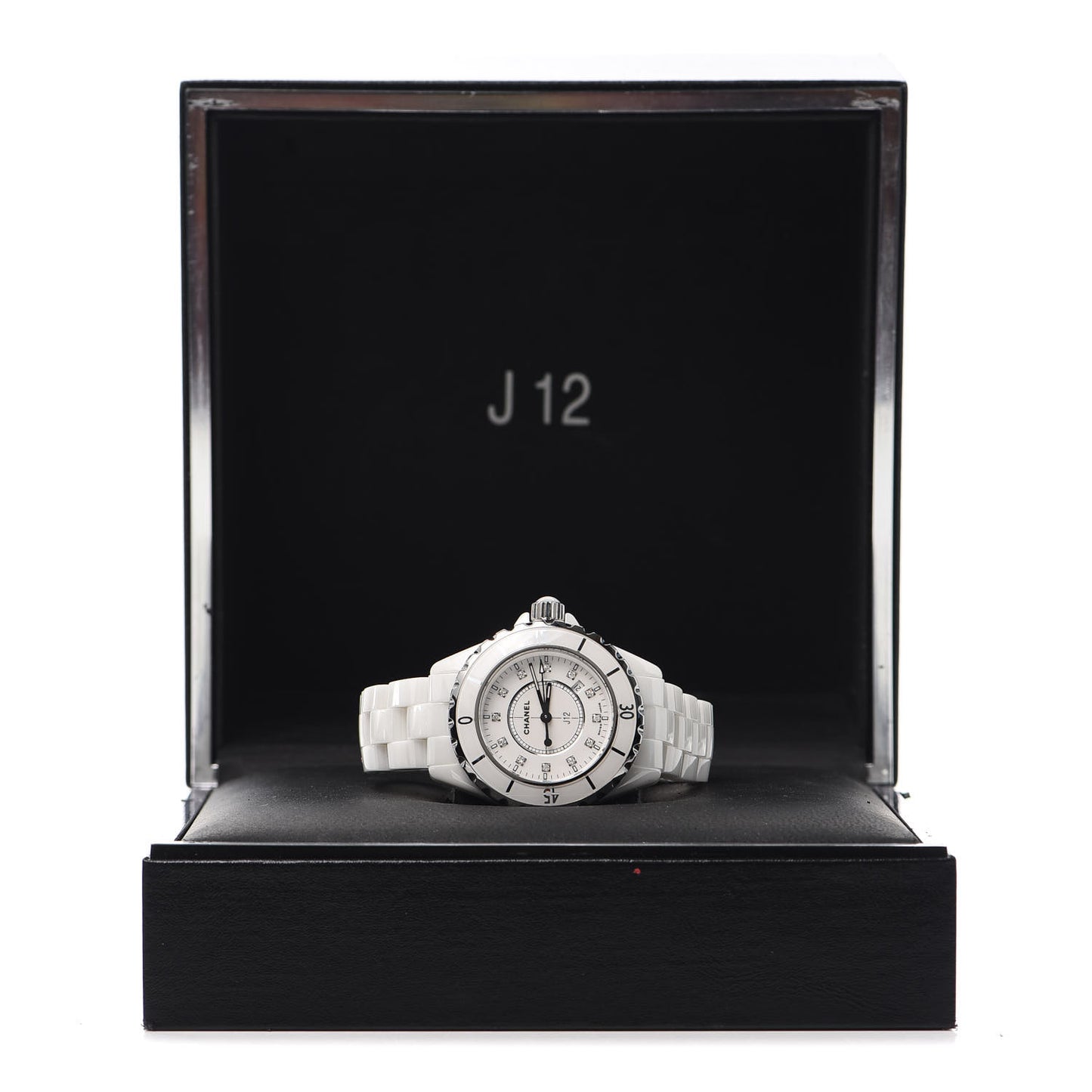 Stainless Steel Ceramic Diamond 33mm J12 Quartz Watch White