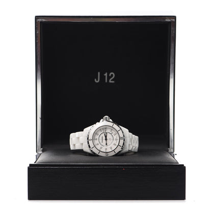 Chanel Stainless Steel Ceramic Diamond 33mm J12 Quartz Watch White 5 of 5