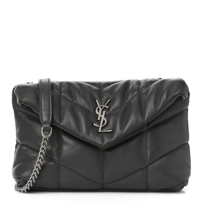 Saint Laurent Lambskin Quilted Toy Loulou Puffer Monogram Chain Satchel Storm 1 of 10