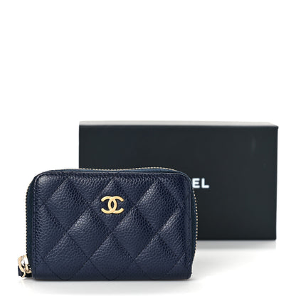 Chanel Caviar Quilted Zip Around Coin Purse Navy 10 of 10