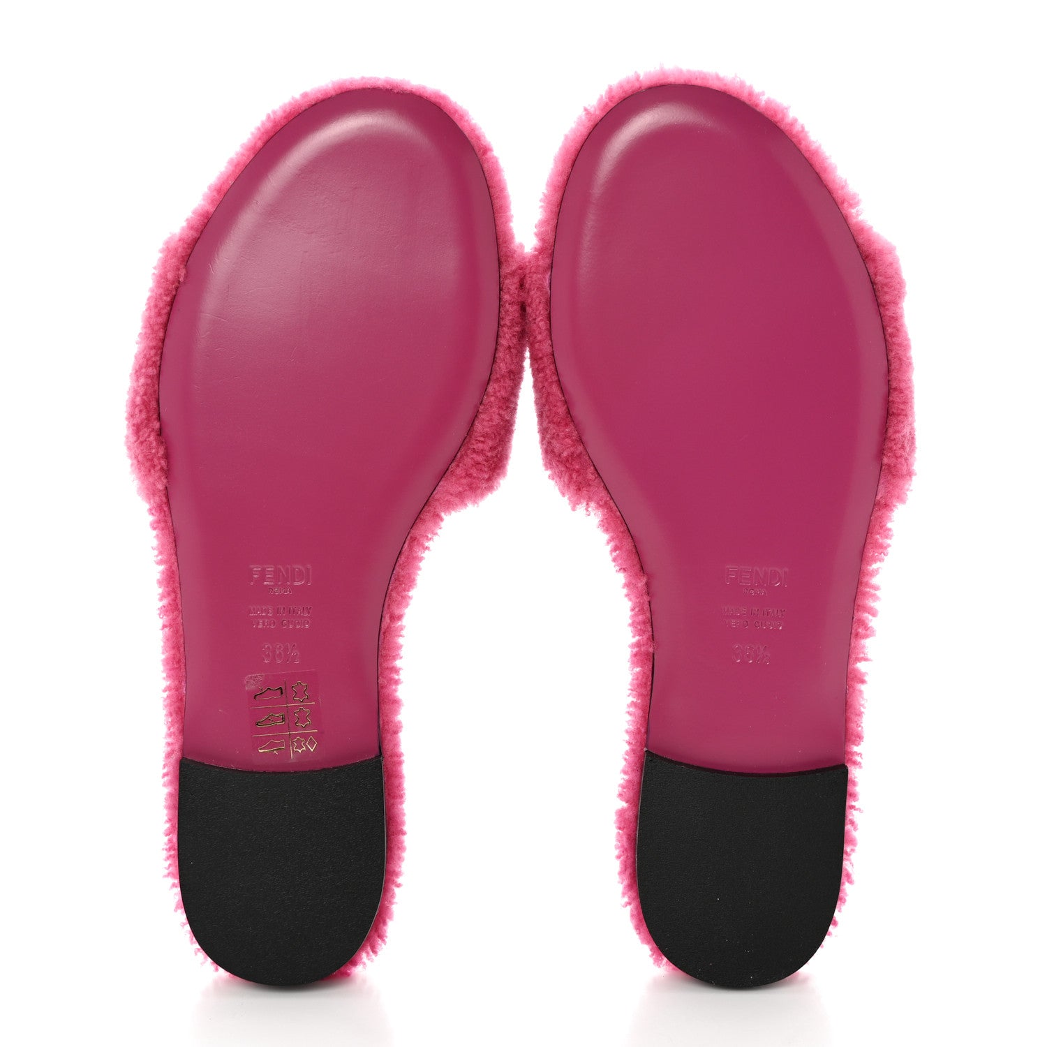 Fendi Shearling FF Baguette Slide Sandals 36.5 Pink 5 of 10