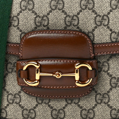 Gucci GG Supreme Monogram Azalea Calfskin Web Mini Horsebit 1955 Shoulder Bag Beige Ebony Brown Sugar 9 of 12