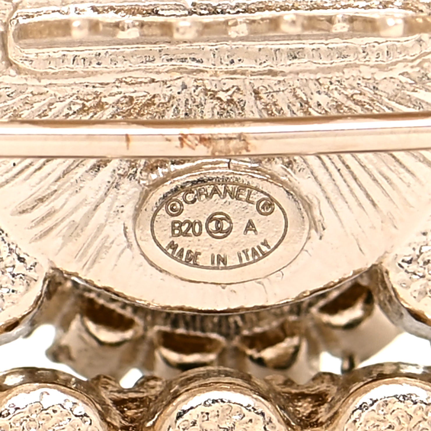 Chanel Metal Crystal Pearl CC Hair Clip Barrette Gold Black 4 of 6