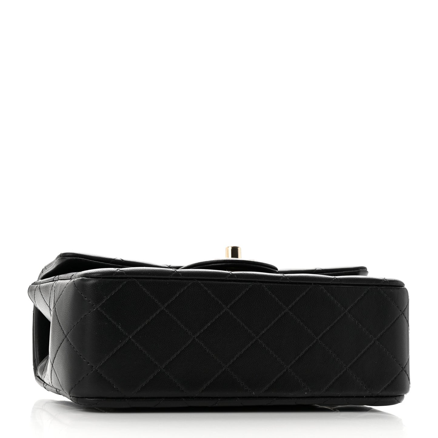 Lambskin Quilted Mini Top Handle Rectangular Flap Black