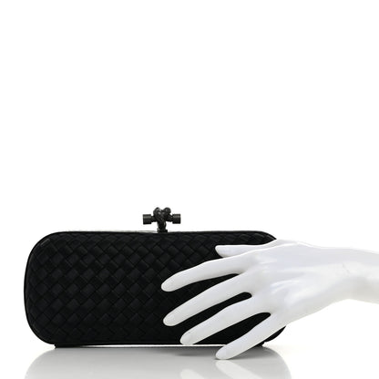 Bottega Veneta Satin Ayers Intreccio Impero Stretch Knot Clutch Black 2 of 6