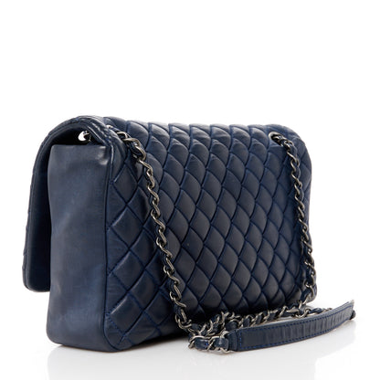 Chanel Iridescent Calfskin Quilted Large New Bubble Flap Navy 3 of 12
