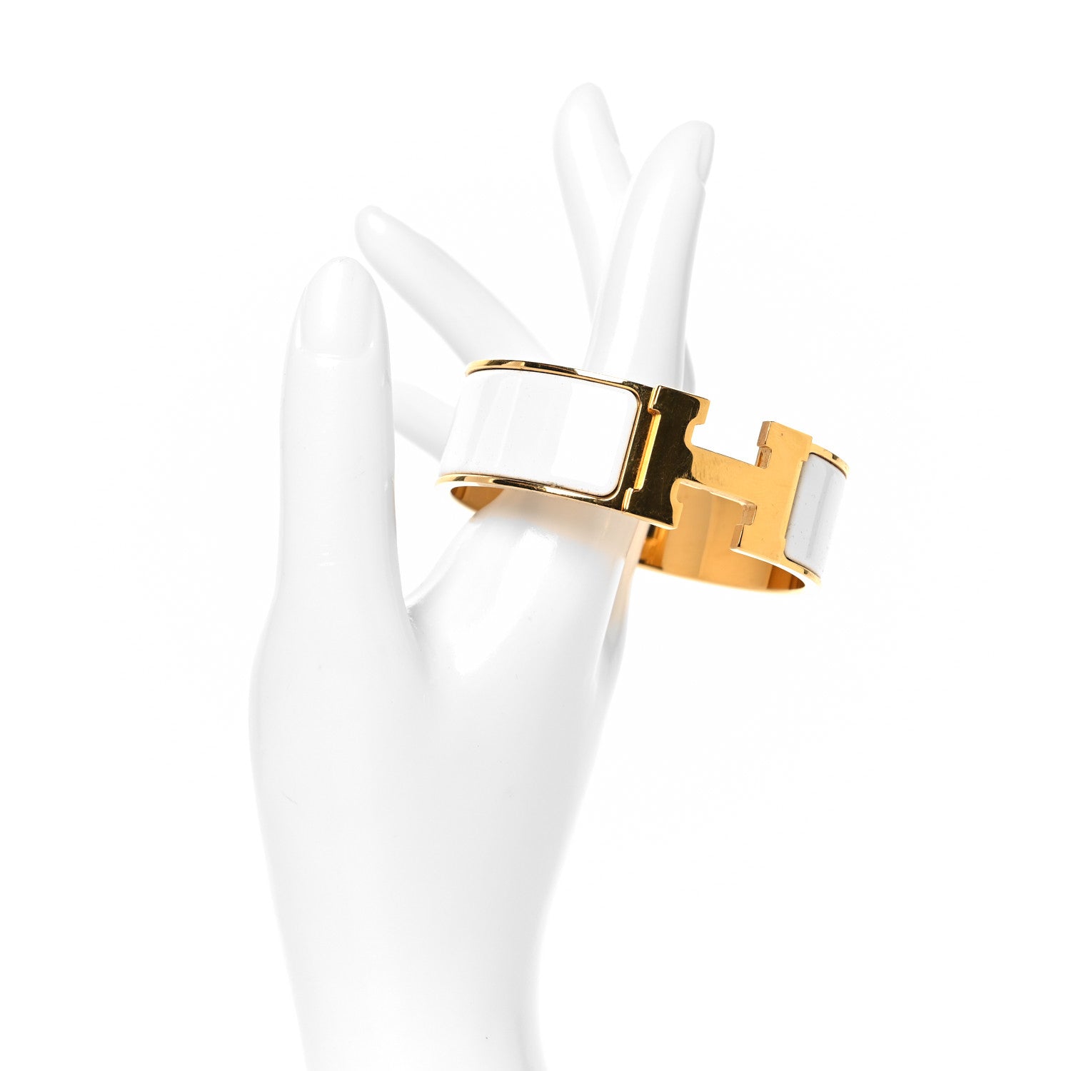 Hermes Enamel Wide Clic Clac H Bracelet GM White 2 of 5