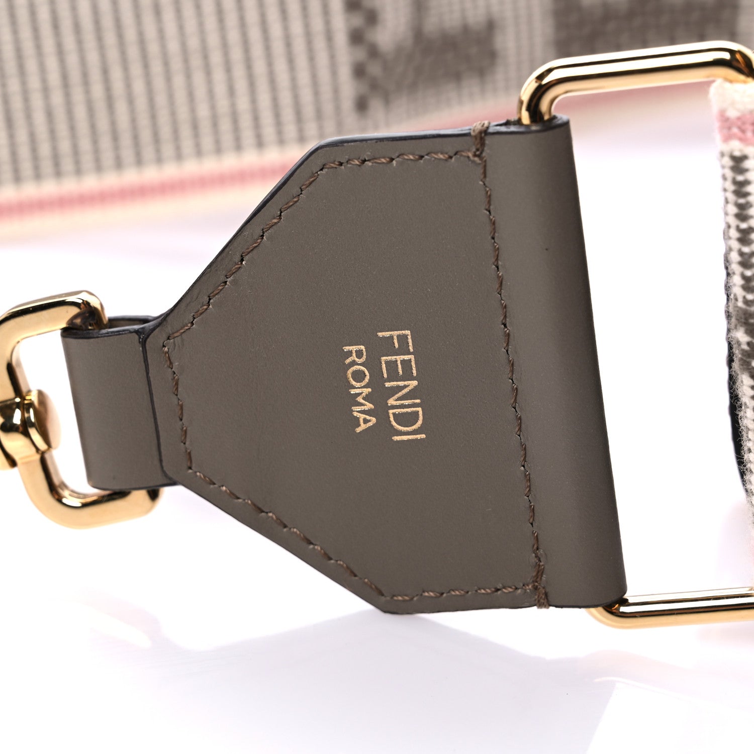 Fendi Cannete Ribbon Poly Vitello King Logo Adjustable Strap You Pergamena Acquerello Tartufo 3 of 5