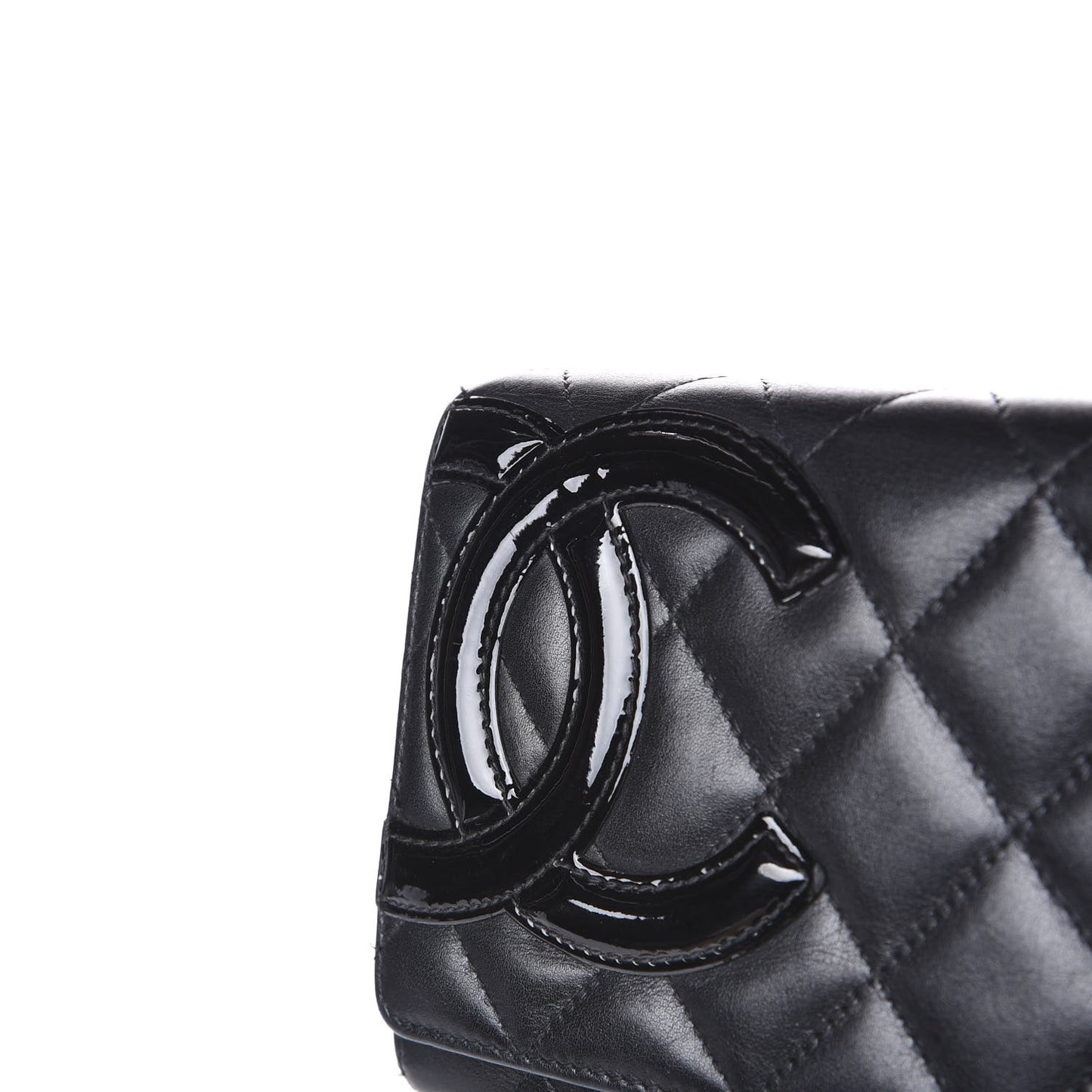 Calfskin Quilted Cambon Tri-Fold Wallet Black
