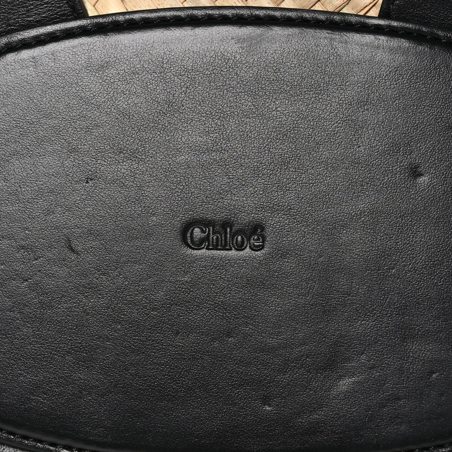 Raffia Smooth Calfskin Medium Sense Basket Black