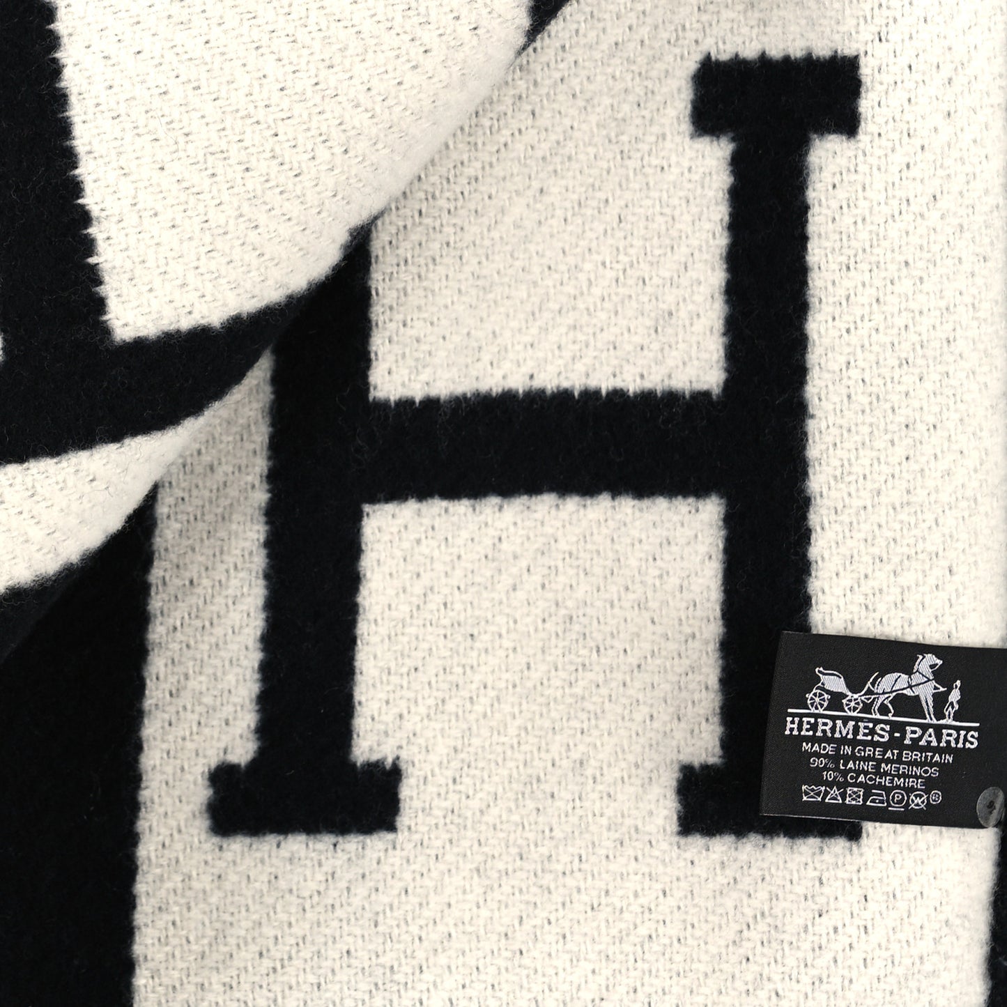 Wool Cashmere Avalon III Blanket Ecru Black