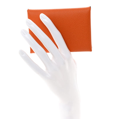 Hermes Epsom Calvi Duo Card Case Orange 2 of 7