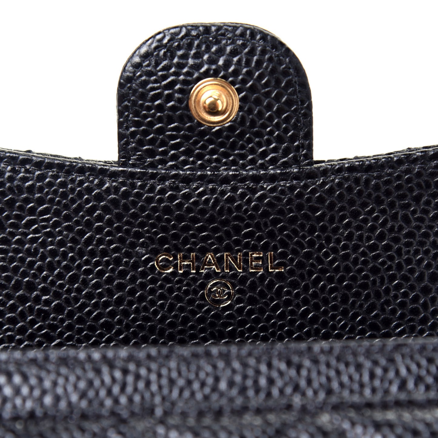 Caviar Quilted Flap Card Holder Black