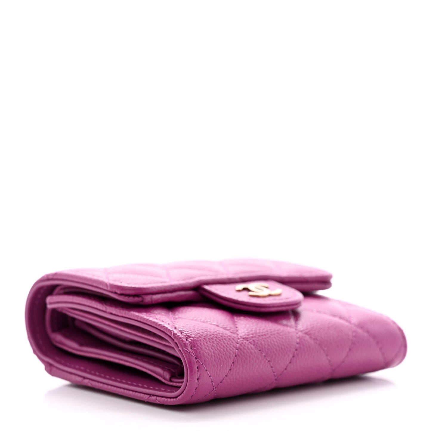Caviar Quilted Small Flap Wallet Pink