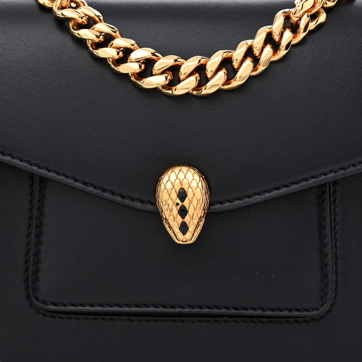 Bulgari Nappa Serpenti Forever Small Maxi Chain Top Handle Bag Black 8 of 10