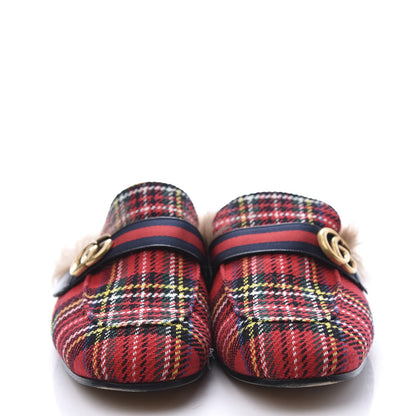 Gucci Tartan Fur Web GG Mens Princetown Slippers 12 Red 3 of 12