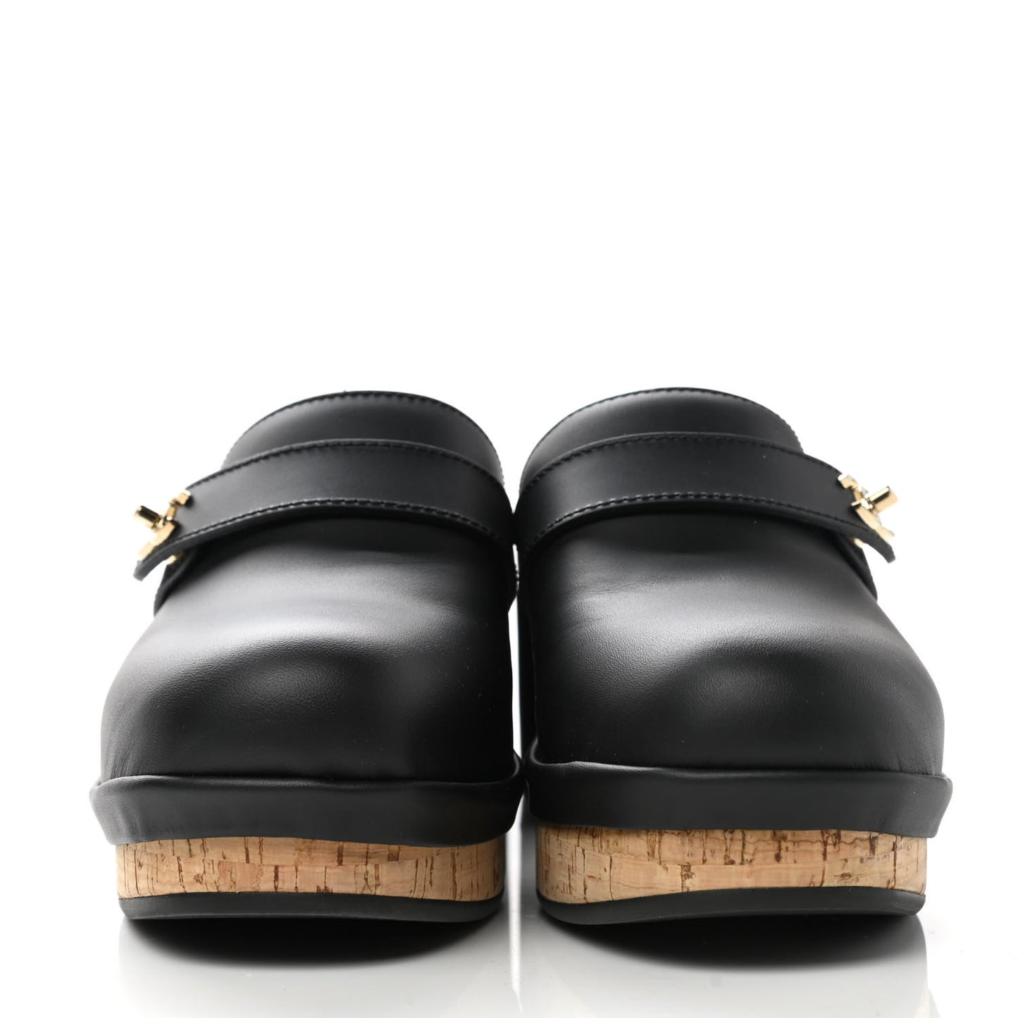 Calfskin CC Turn Lock Clogs 37 Black
