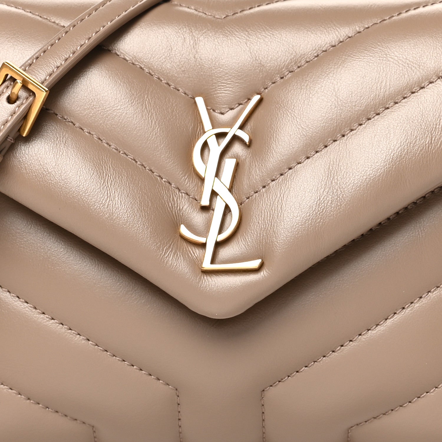 Saint Laurent Calfskin Y Quilted Monogram Toy Loulou Crossbody Bag Taupe 9 of 12