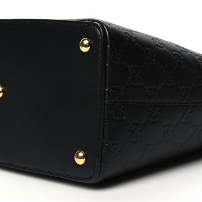 Gucci Guccissima Small Zippered Bucket Tote Black 9 of 9
