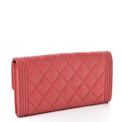 Chanel Caviar Quilted Large Boy Gusset Flap Wallet Red 3 of 9