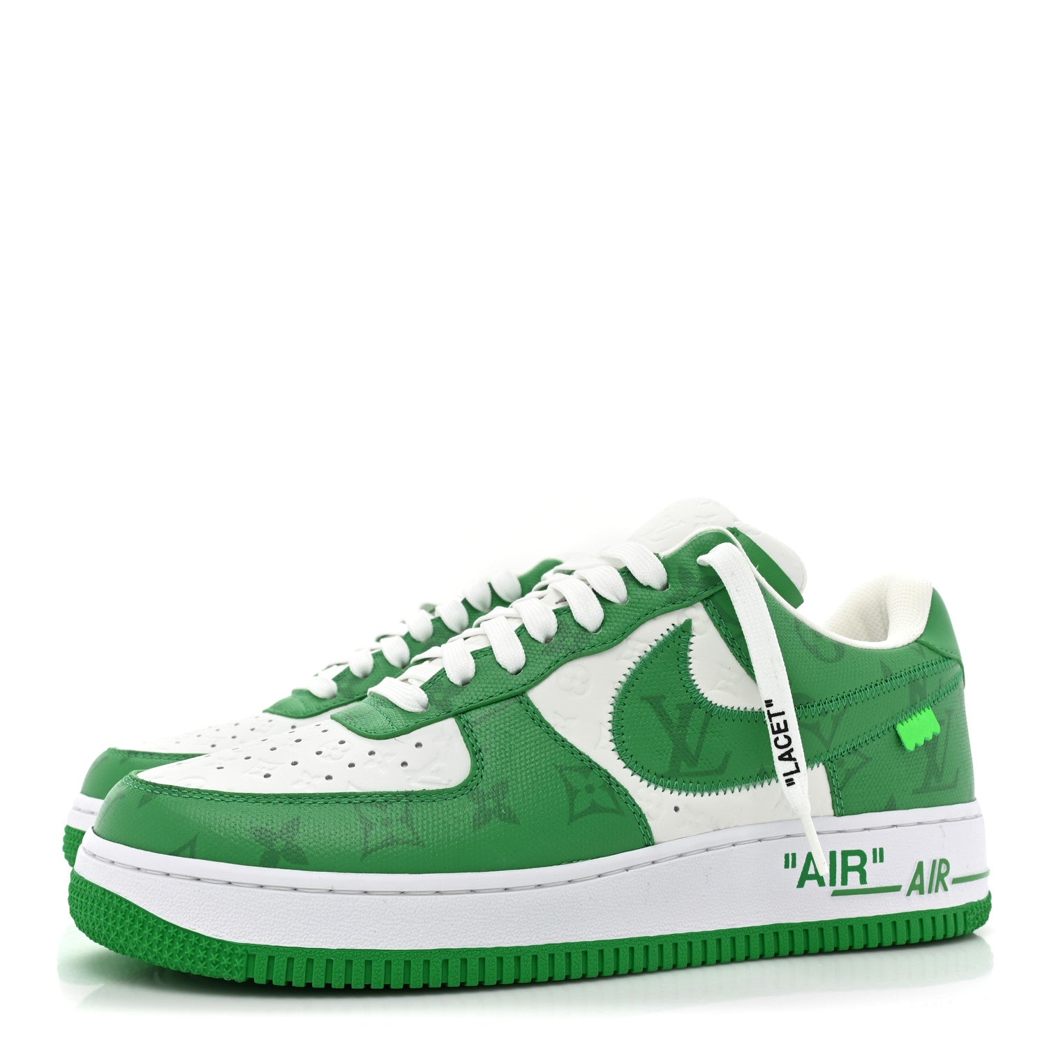 Louis Vuitton X NIKE AIR FORCE 1 Calfskin Monogram Mens Low Top Sneakers 8.5 Green 3 of 12