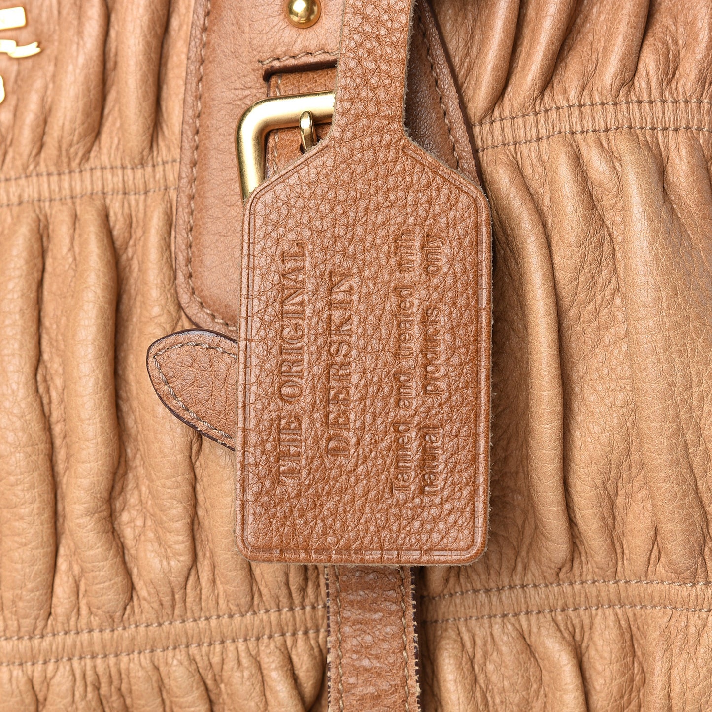 Cervo Deerskin Gaufre Dome Satchel Naturale