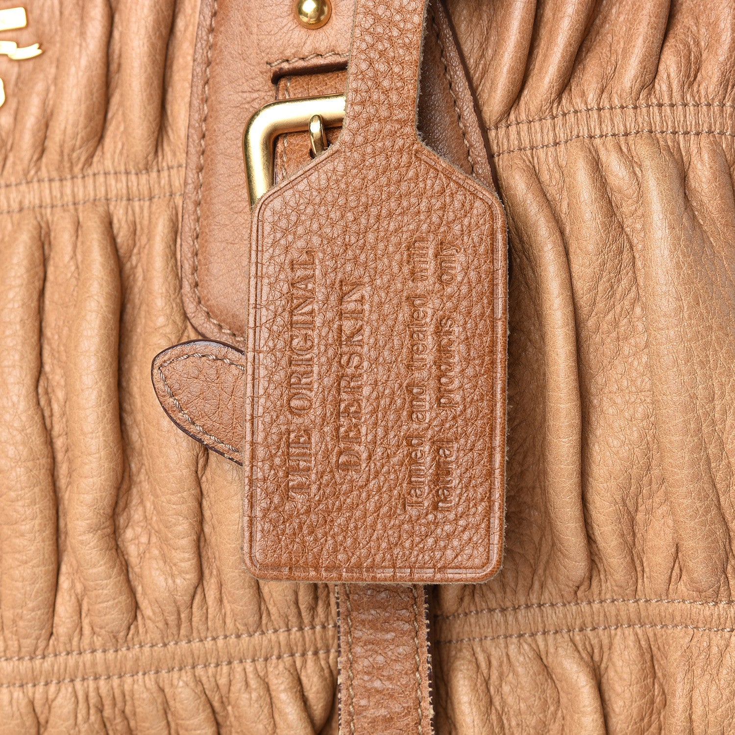 Prada Cervo Deerskin Gaufre Dome Satchel Naturale 25 of 30